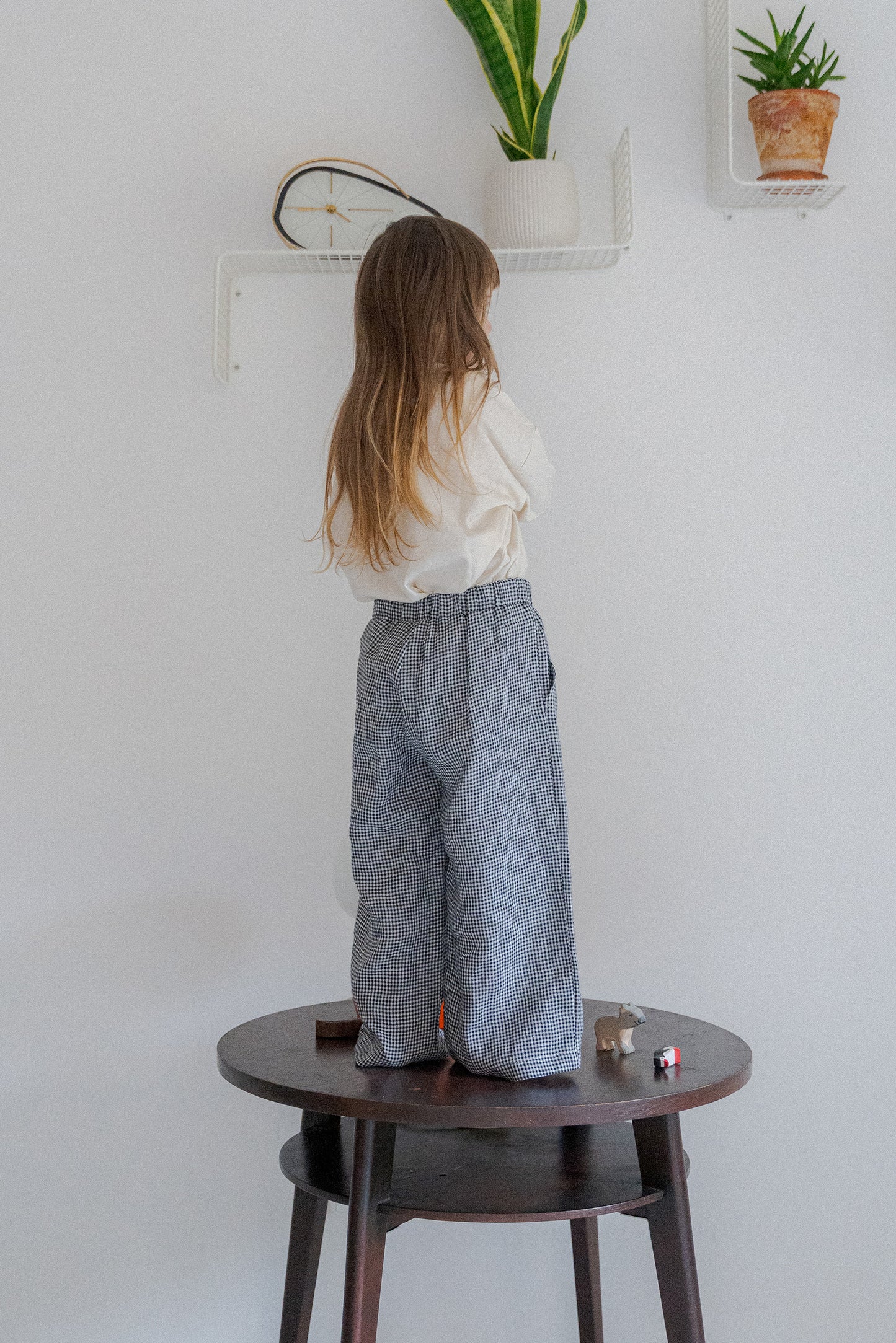 wide leg gingham linen pants