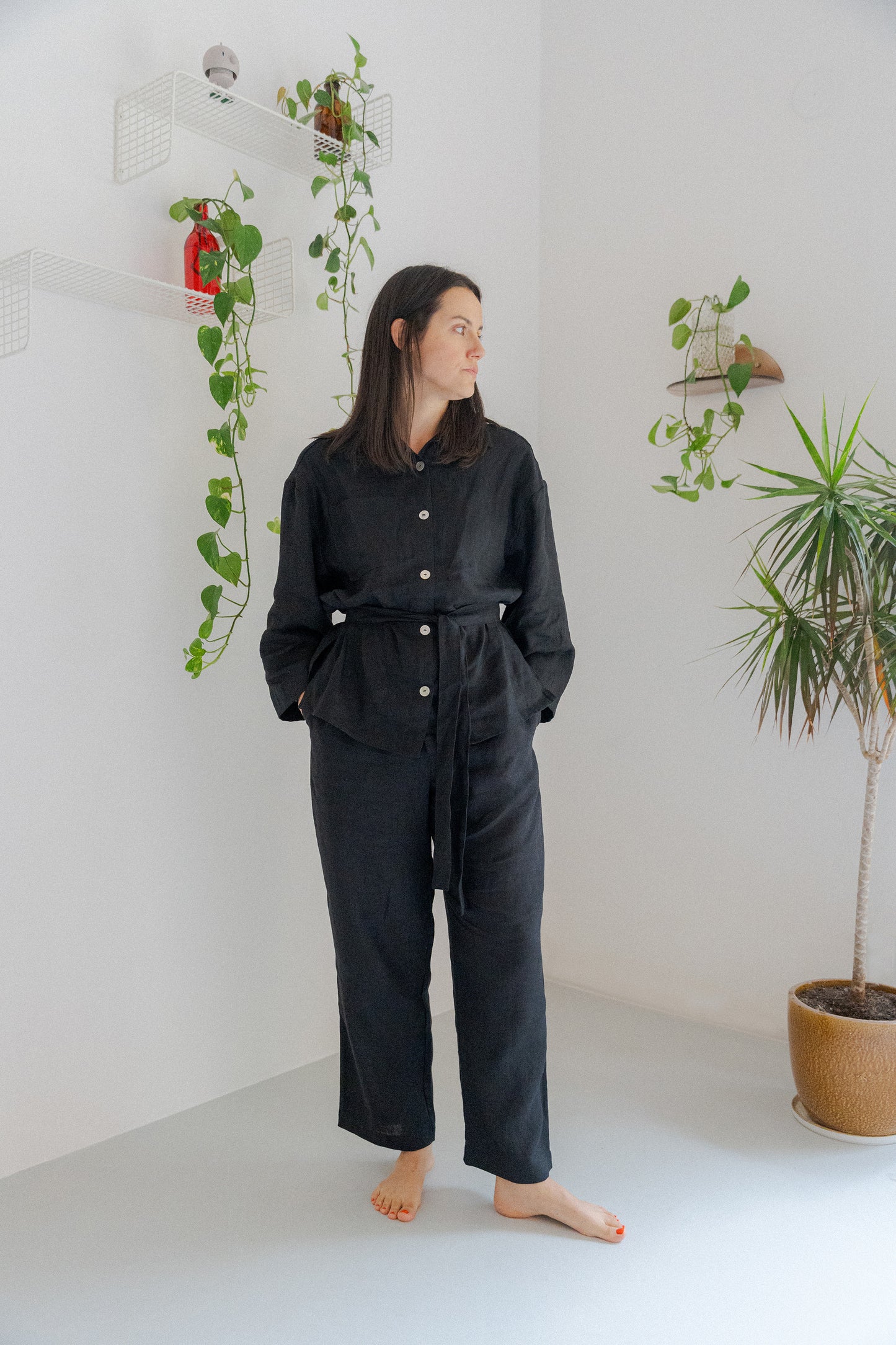 pyjama style linen trousers