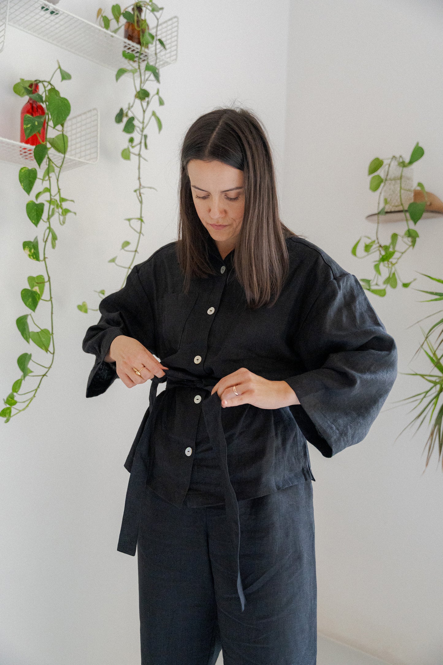 pyjama style linen shirt