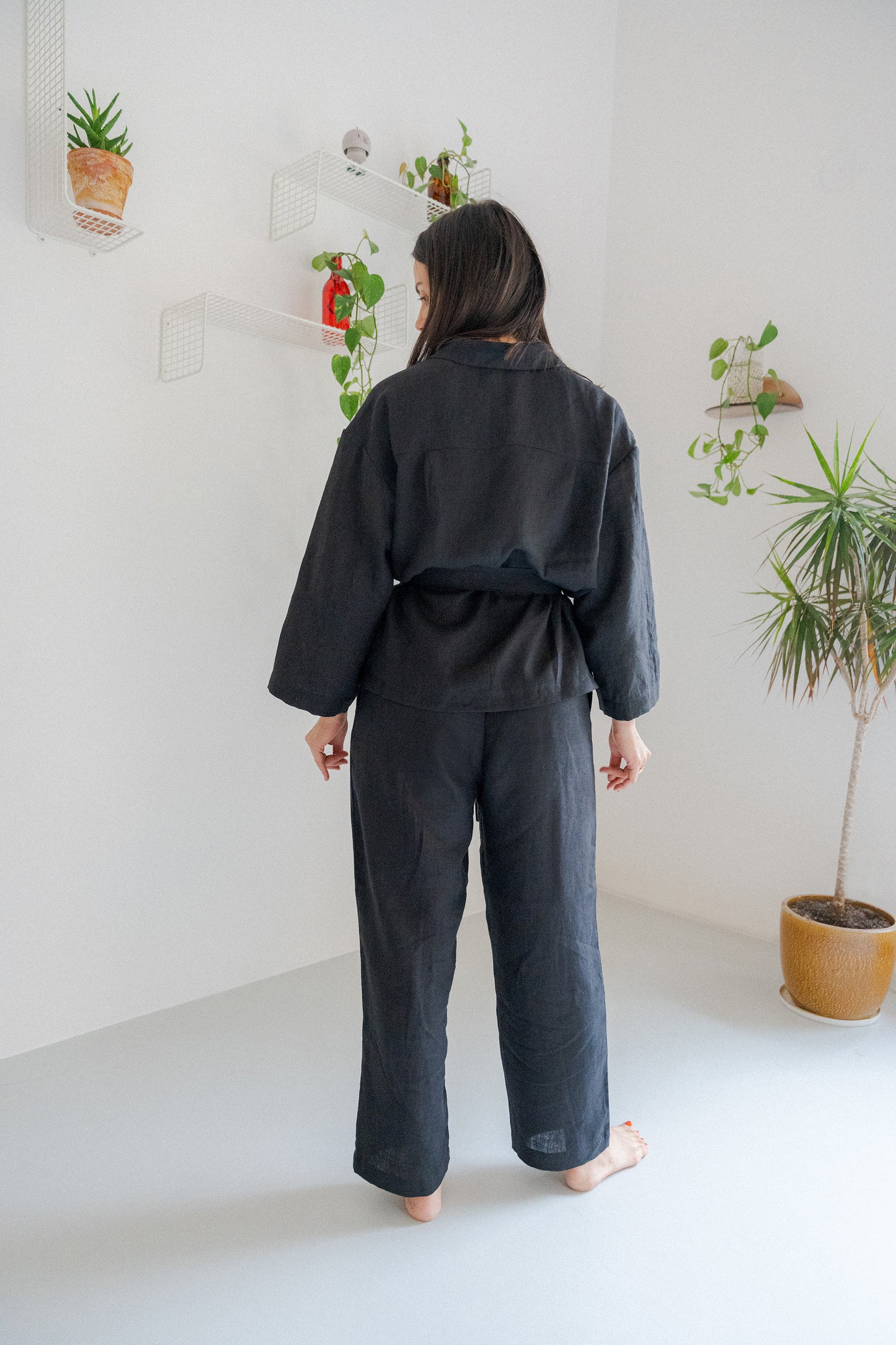 pyjama style linen trousers