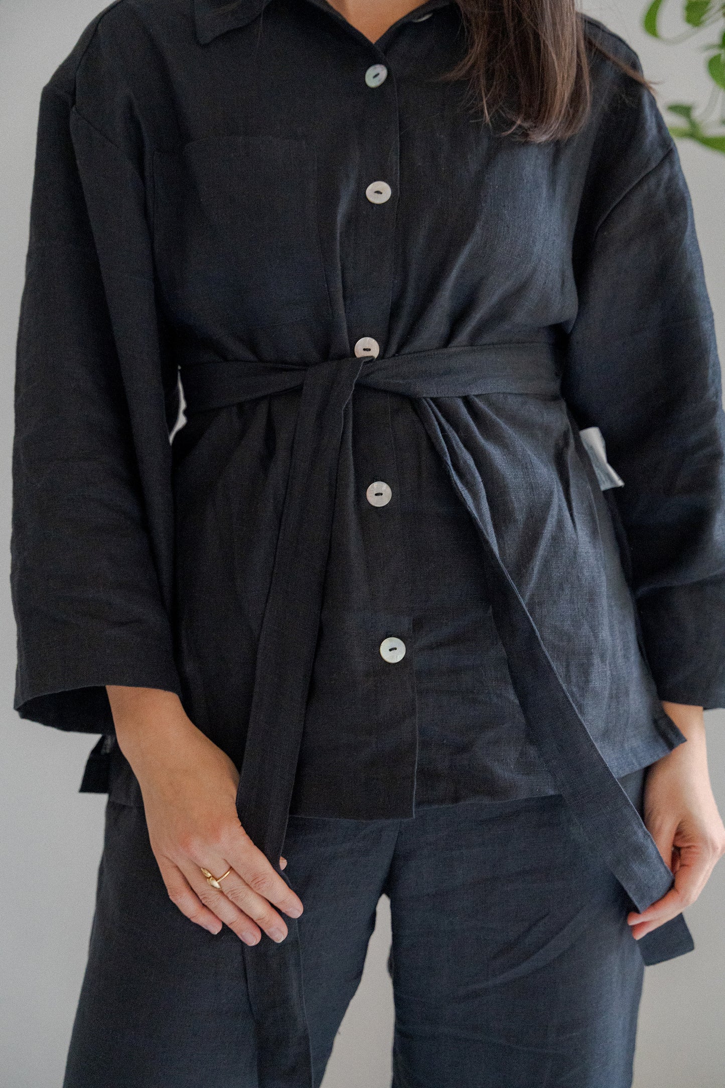 pyjama style linen shirt