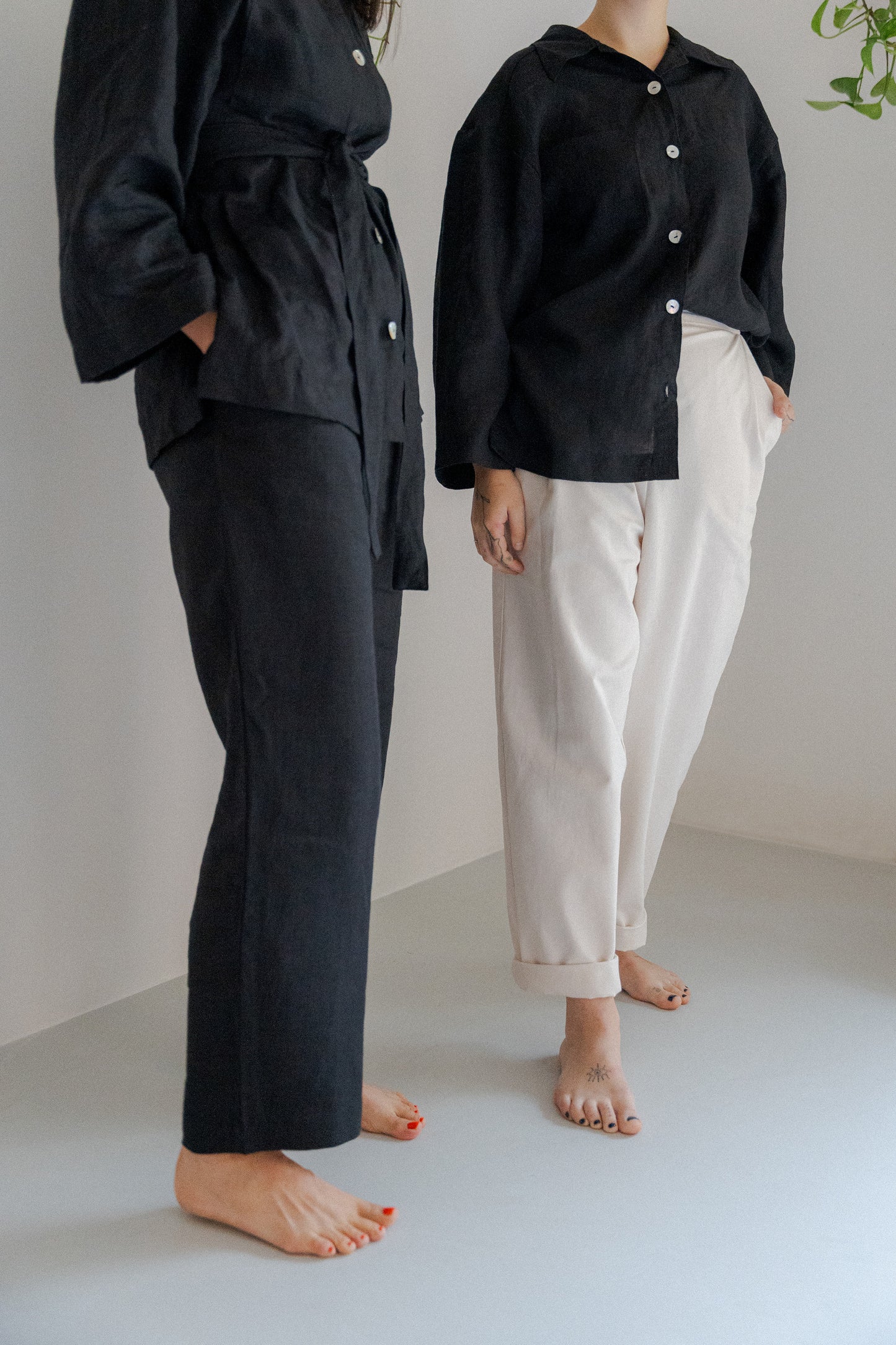 pyjama style linen trousers
