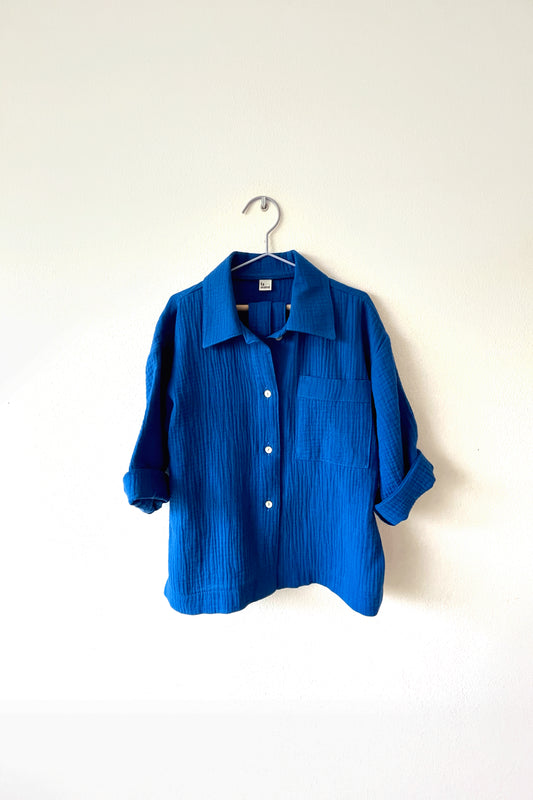 muslin shirt cobalt blue / vel. 110